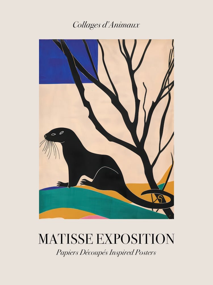 Otter 4 Matisse Inspired Exposition Animals Poster