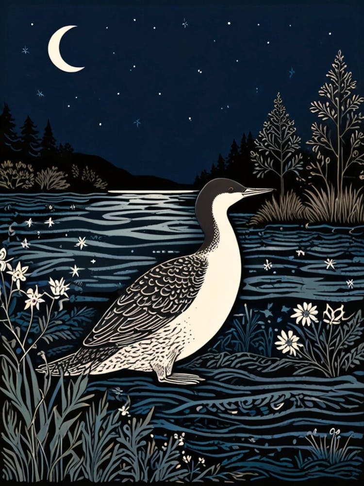 William Morris Loon At Night