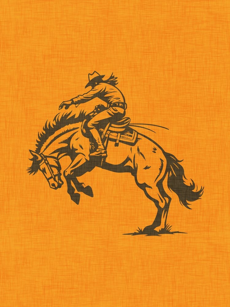 Cowboy auf einem bockenden Pferd Senf