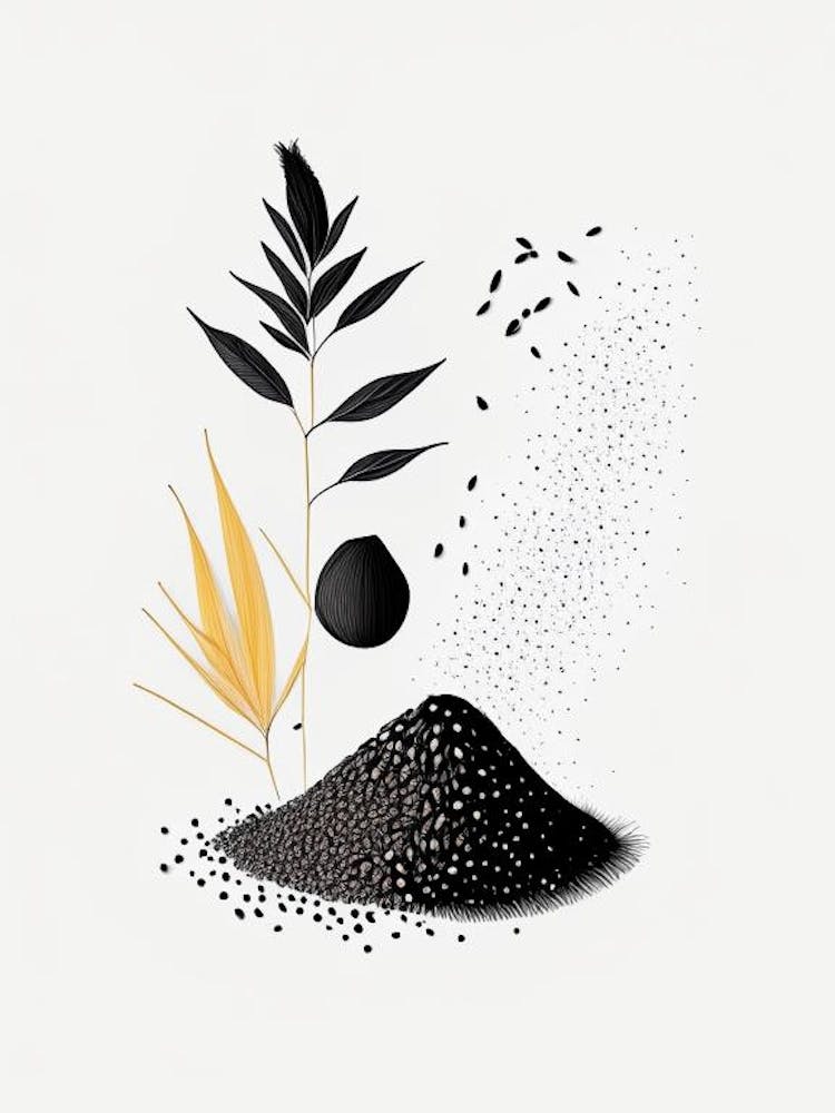 Black Sesame Spices And Herbs Minimal Line Drawing 1