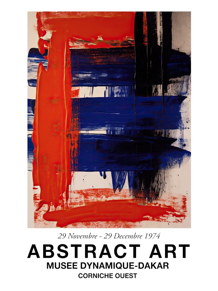 Blue And Red Brush Strokes Abstract 4 Exhibition Poster