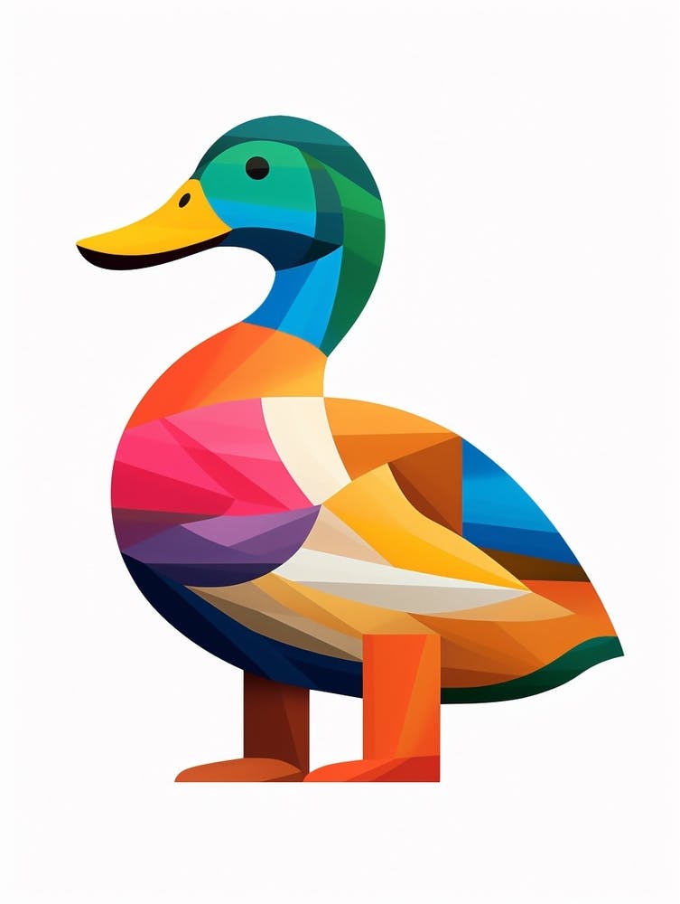 Colourful Geometric Bird Duck 2