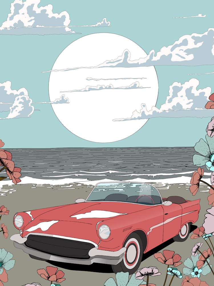 Vintage Car On The Beach 2