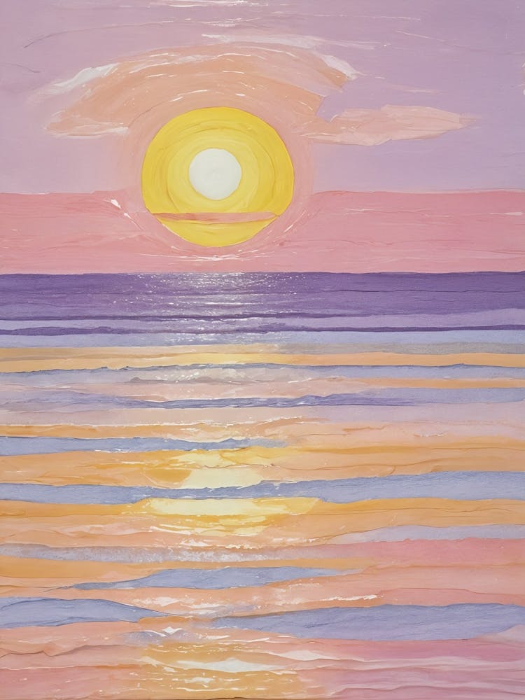 Sunset At The Beach In Lilac And Yellow no4