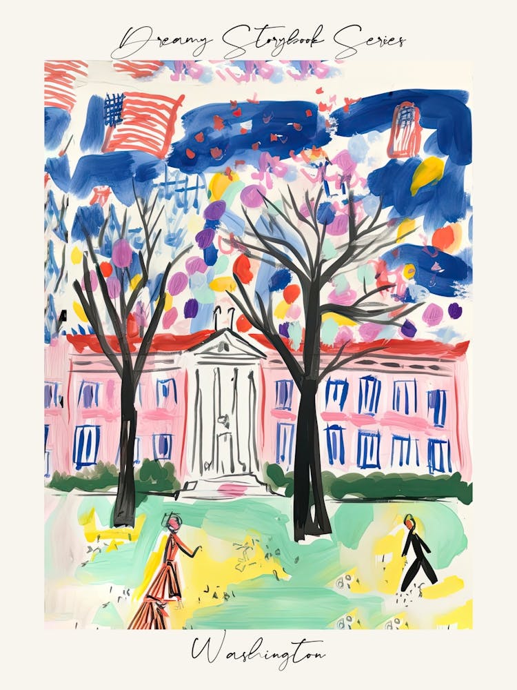 Poster Of Washington, Dreamy Storybook Illustration 3