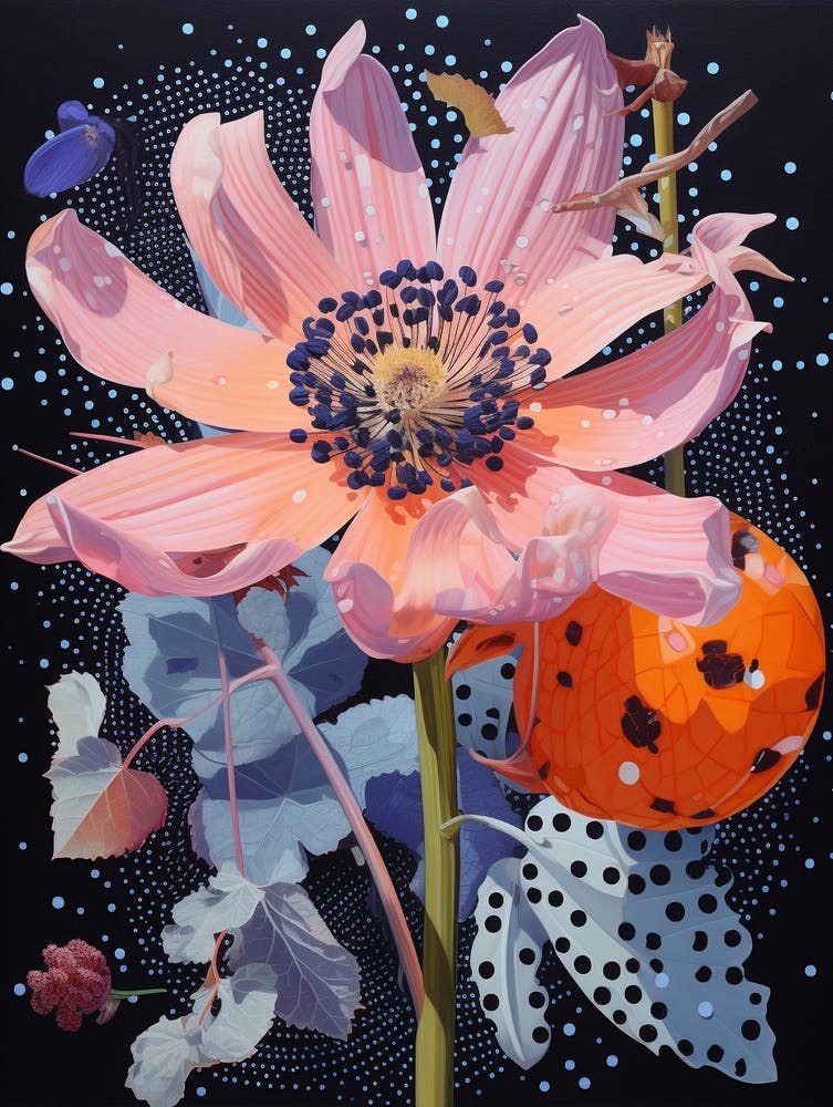 Surreal Florals Lilac 3 Flower Painting