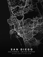San Diego California USA Black Map
