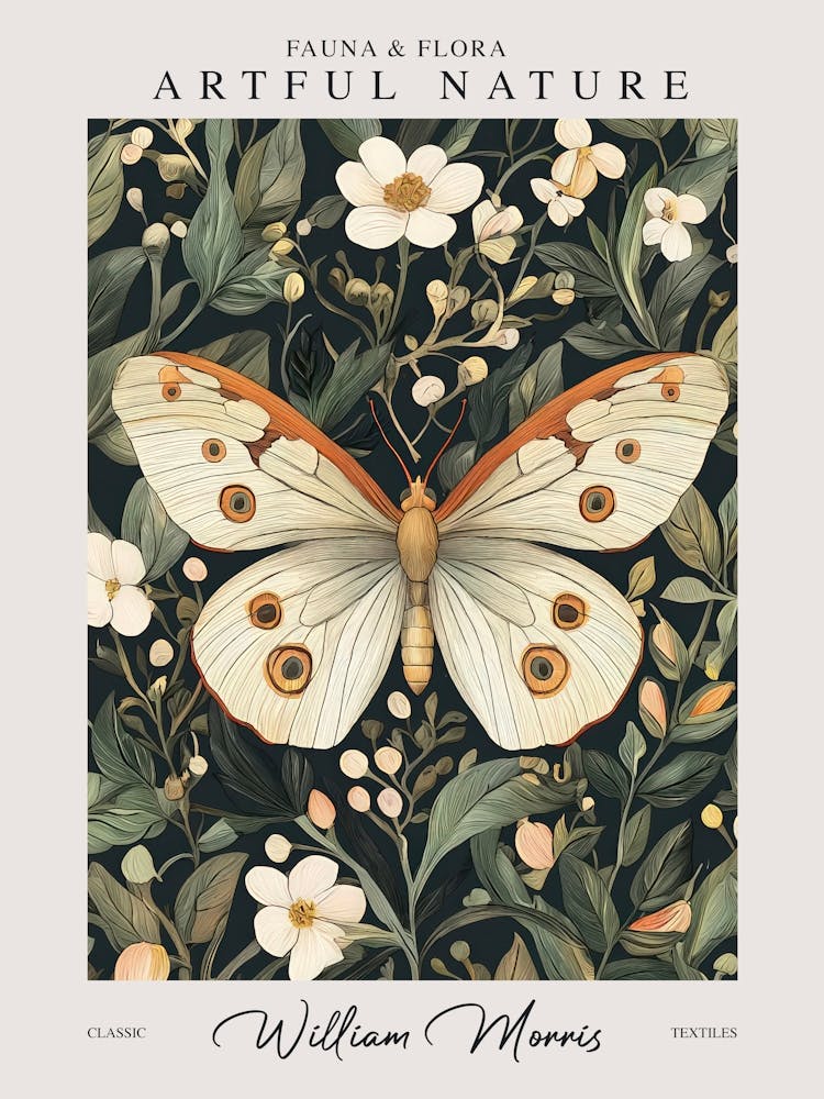 William Morris Butterfly Orange And White Flowers Exhibition