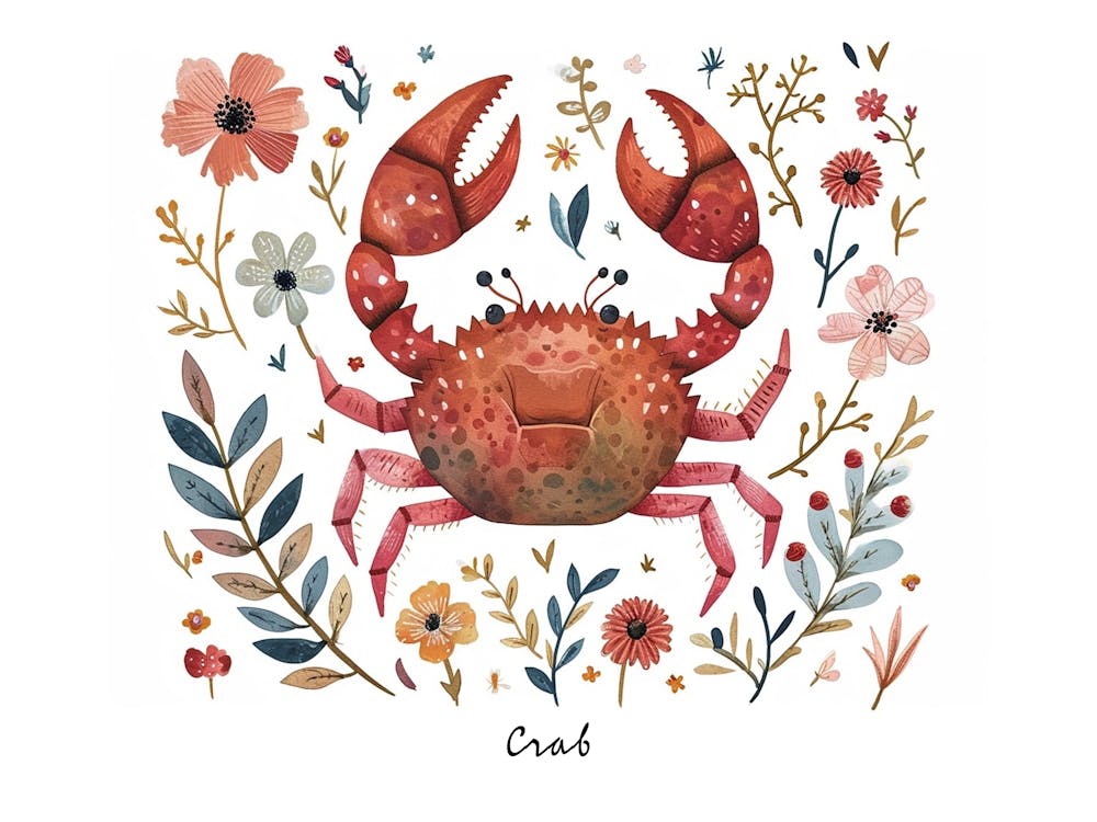 Petit Crabe Floral 4 Affiche