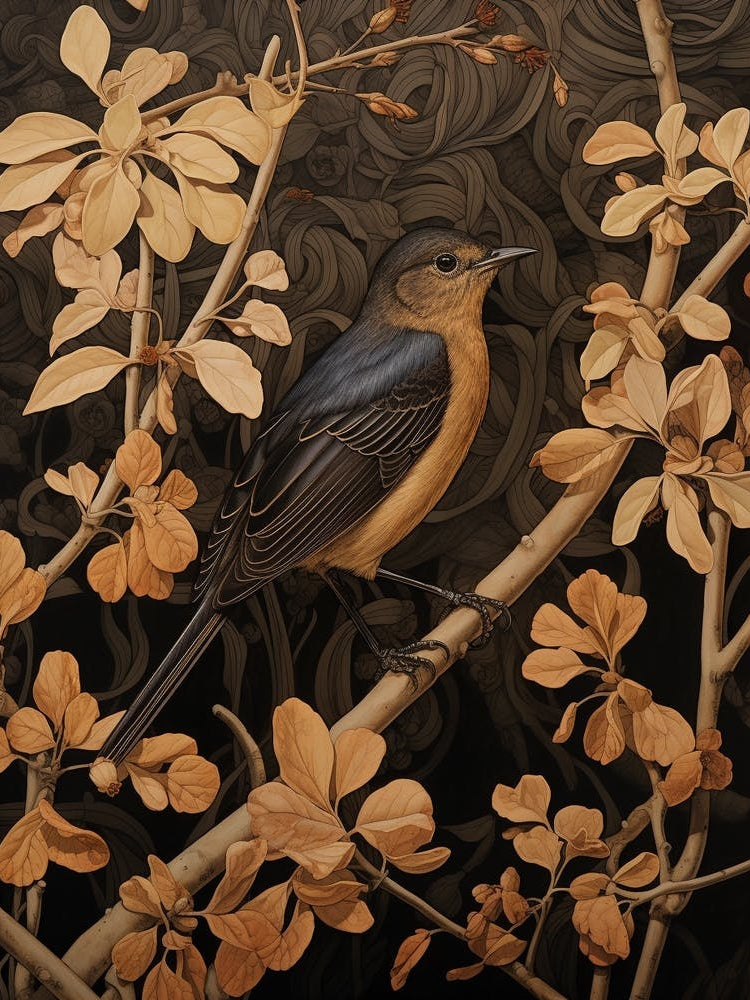 Dark And Moody Botanical European Robin 4