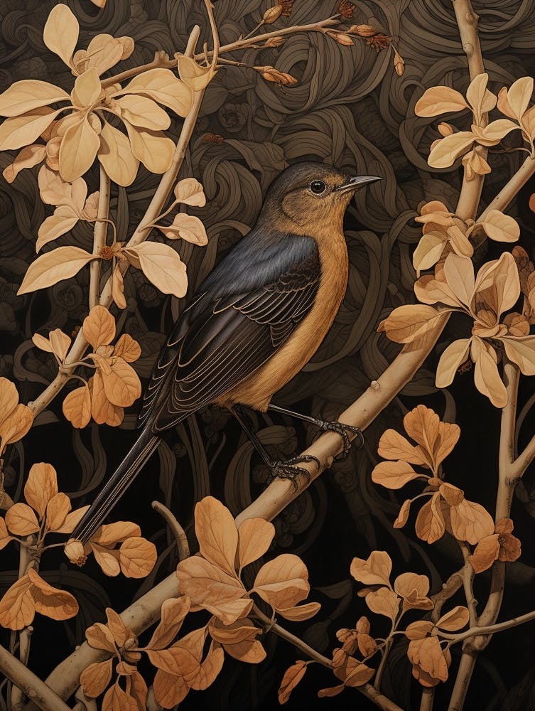 Dark And Moody Botanical European Robin 4