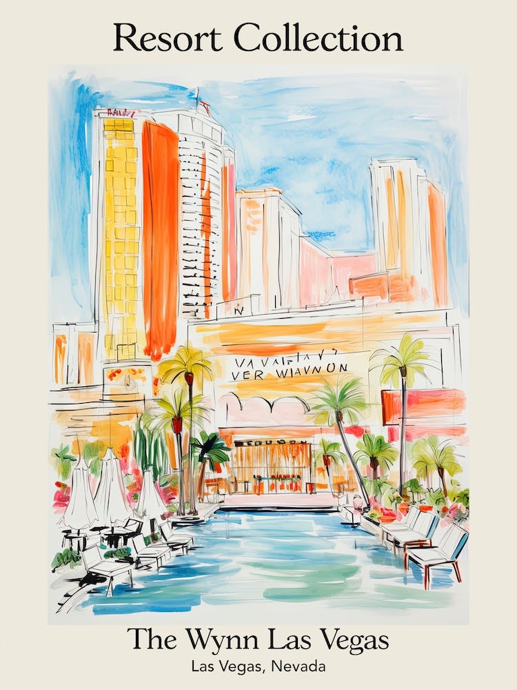 Poster Of The Wynn Las Vegas   Las Vegas, Nevada   Resort Collection Storybook Illustration 2