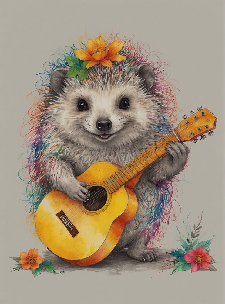 Hedgehog Playing Guitar