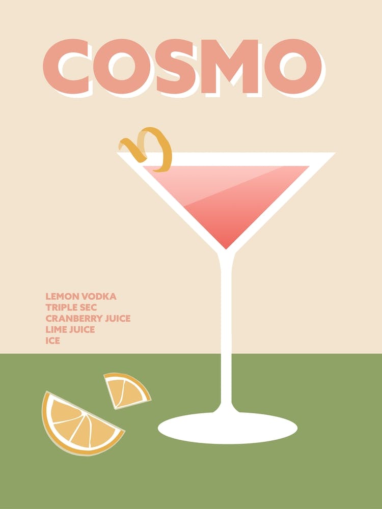 Cosmo Cocktail Colourful Green And Pink Wall