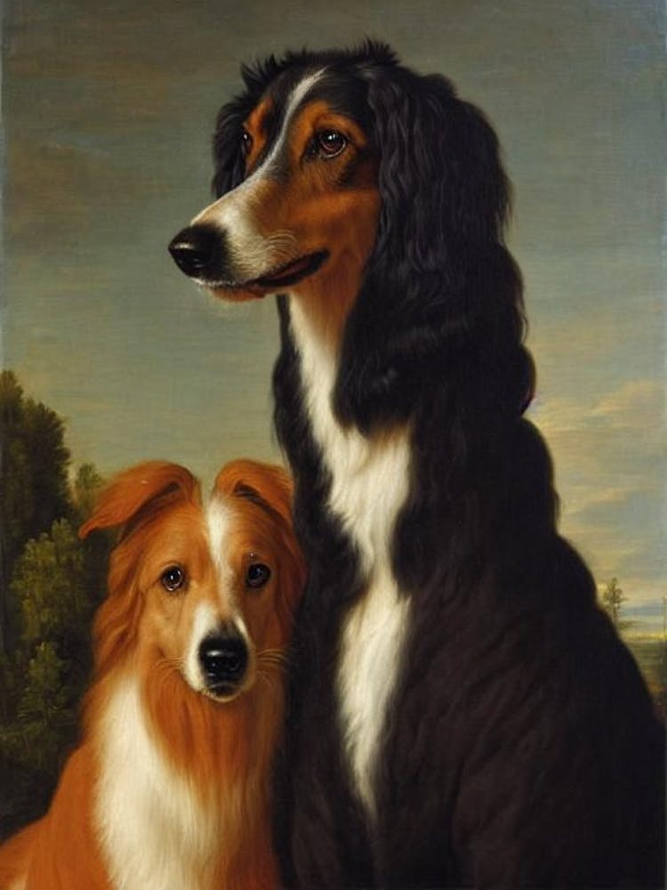 Borzoi Renaissance Portrait Oil Painting