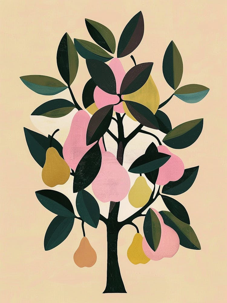Pear Tree Colourful Illustration 4