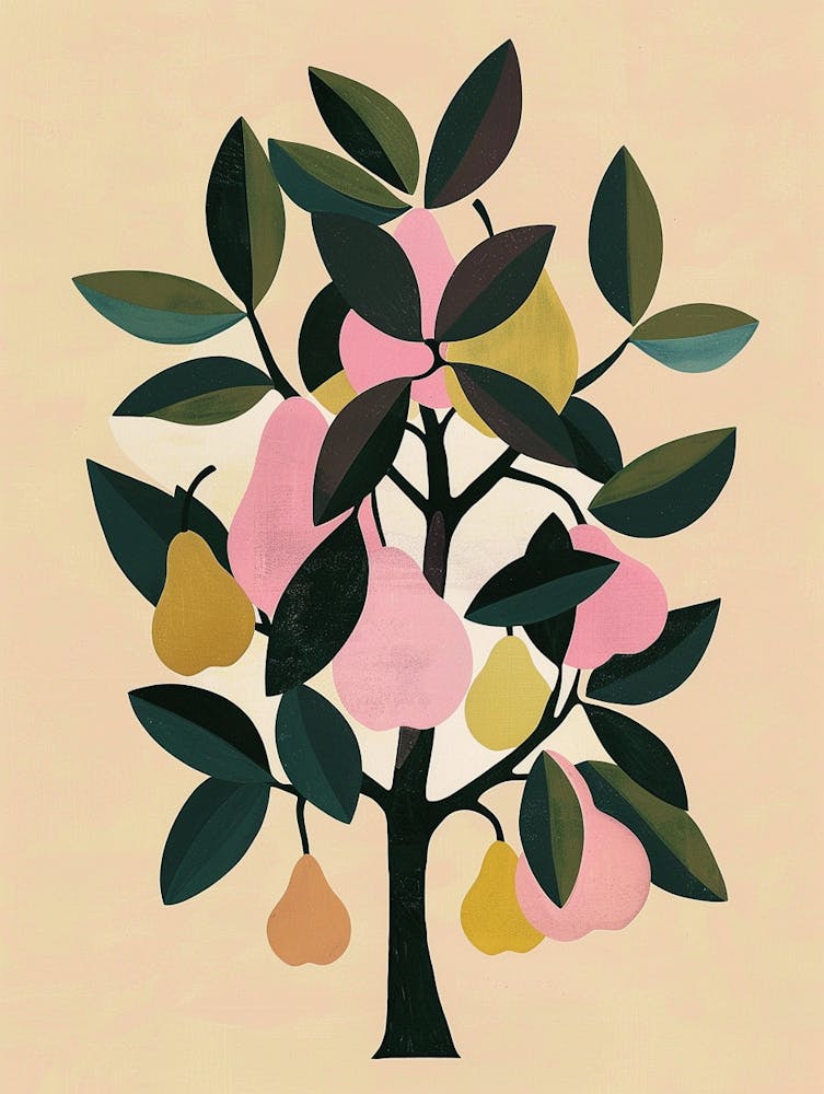 Pear Tree Colourful Illustration 4