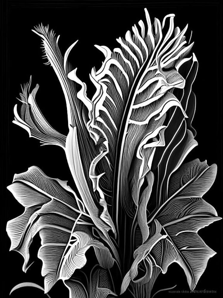 Staghorn Fern Linocut