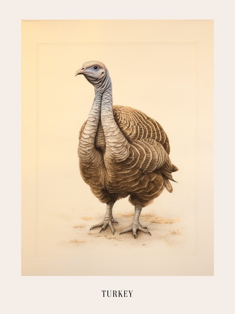 Vintage Bird Drawing Turkey 1 Poster