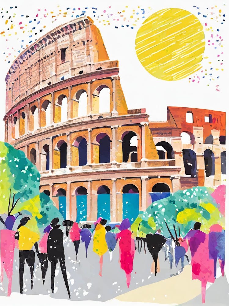 The Colosseum With Vibrant Street Life