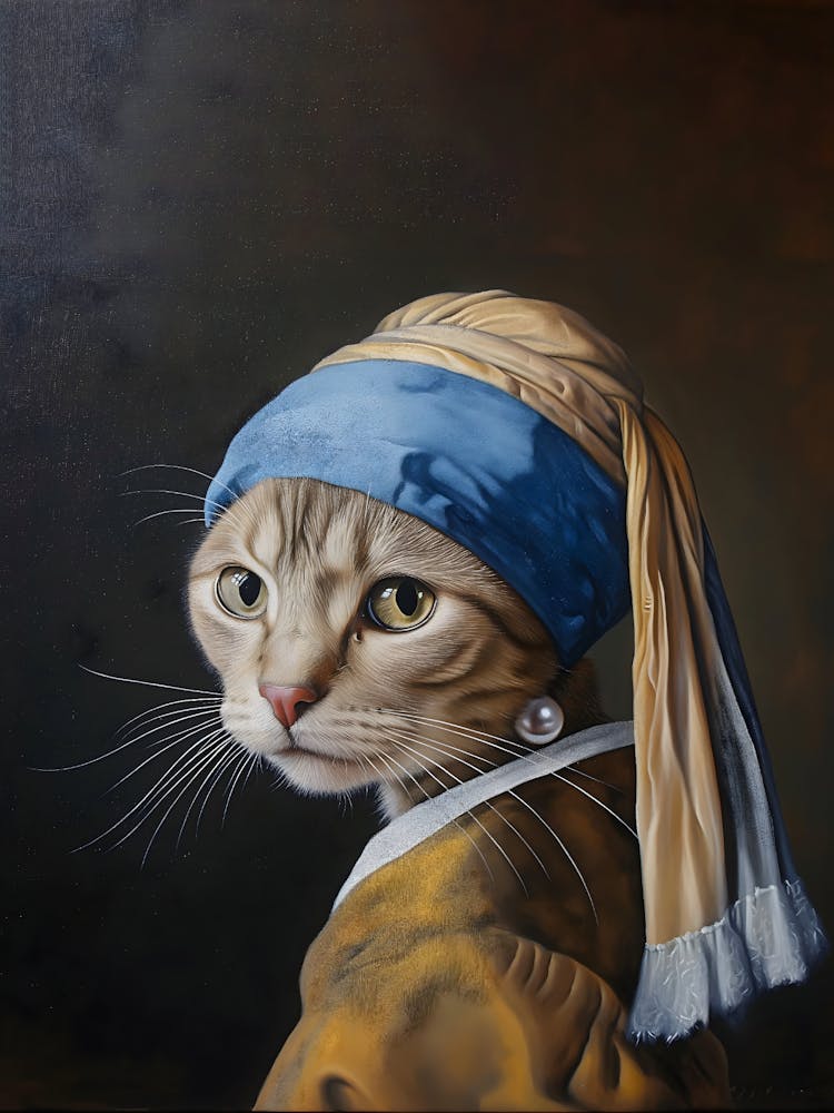 Cat With Pearl Earring