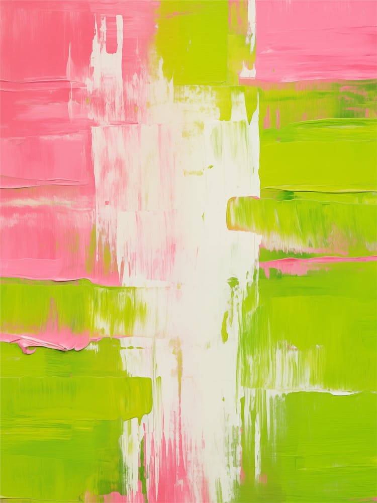 Abstract Painting In Pink And Green