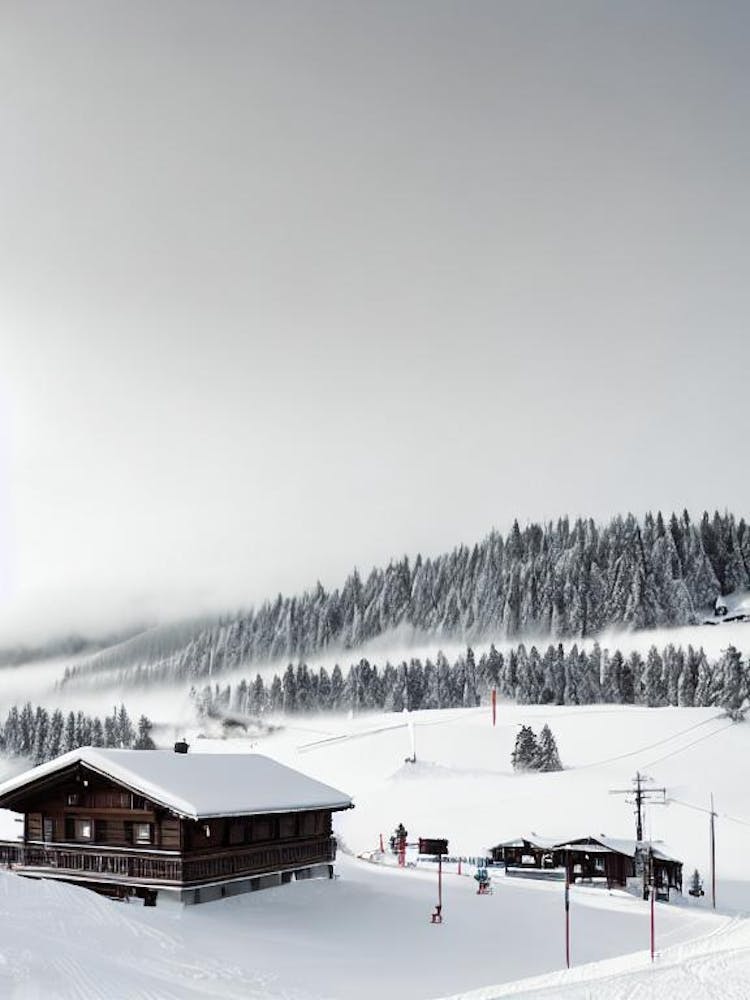 Kronplatz, Italy Schwarz-Weiß Ski-Poster