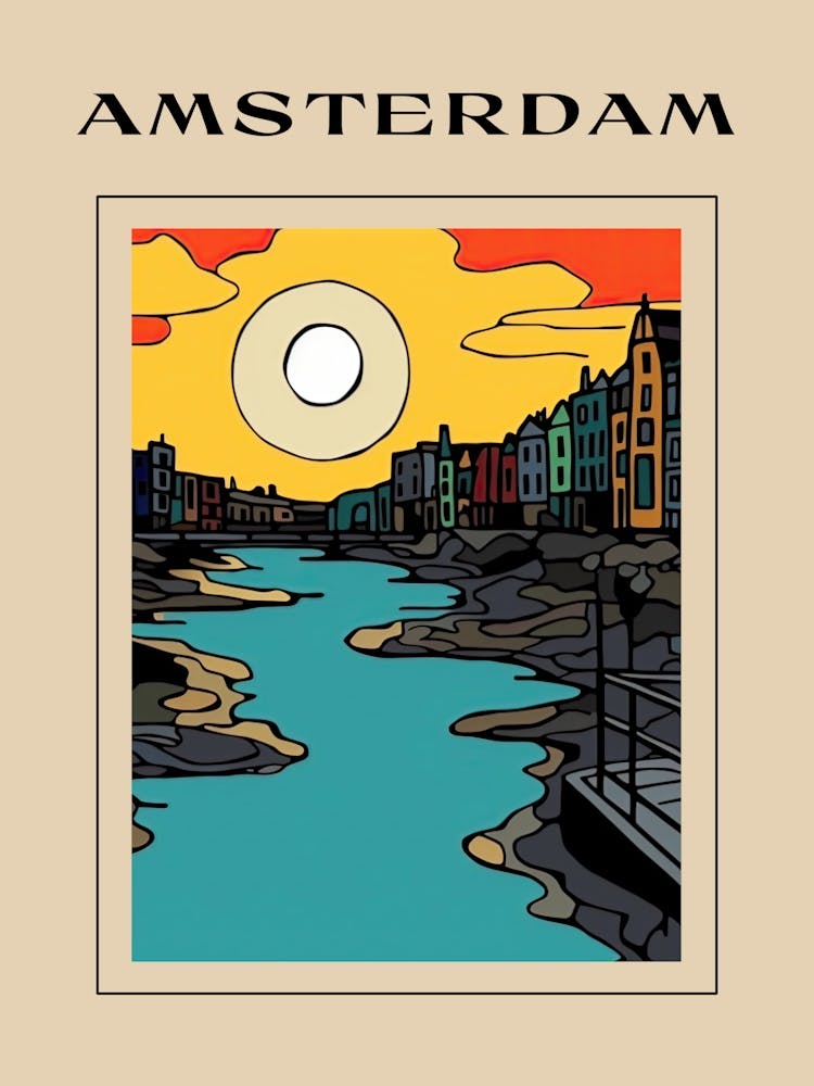 Minimalistischer Designstil von Amsterdam, Niederlande 4 Poster