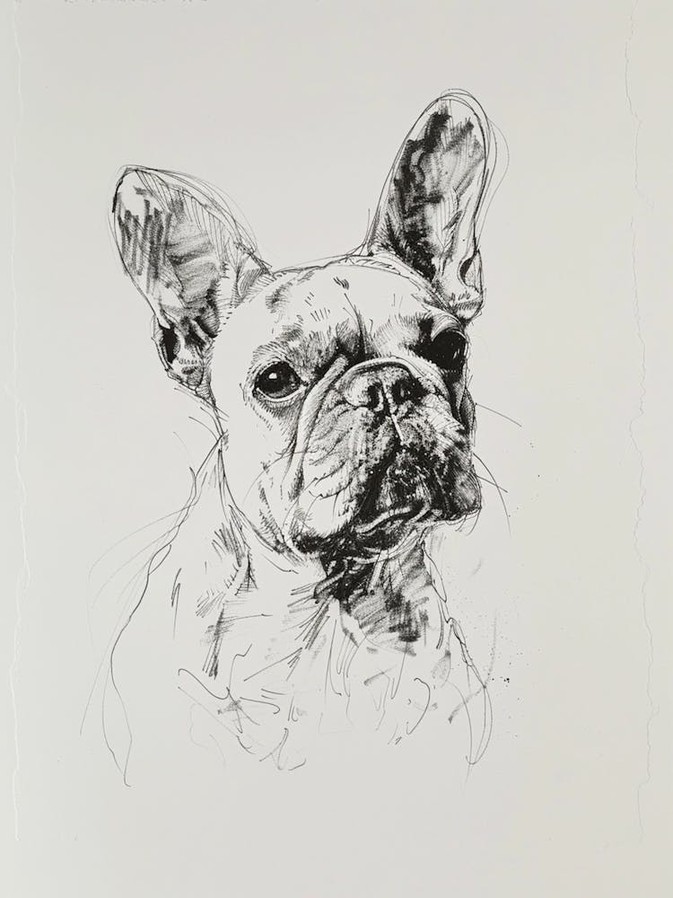 French Bulldog Line Sketch 2