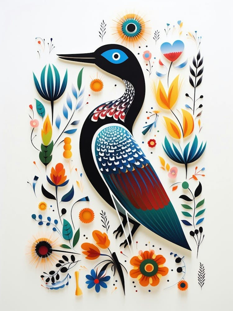 Scandinavian Bird Illustration Loon 2
