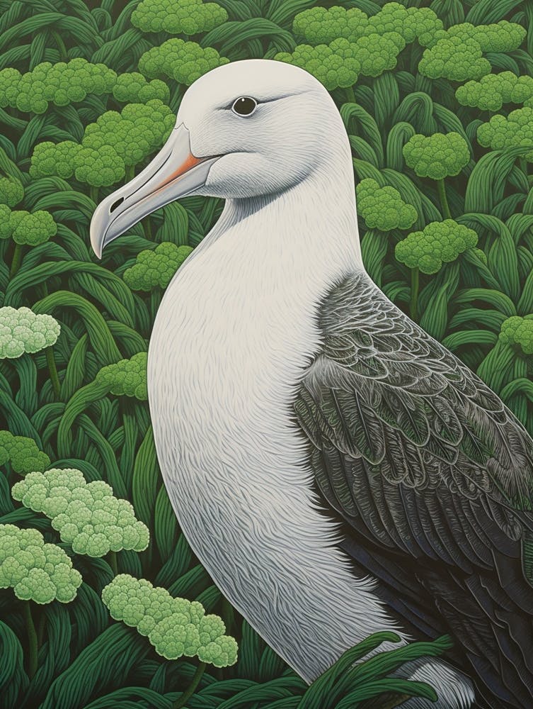Ohara Koson Inspired Bird Painting Albatross 3
