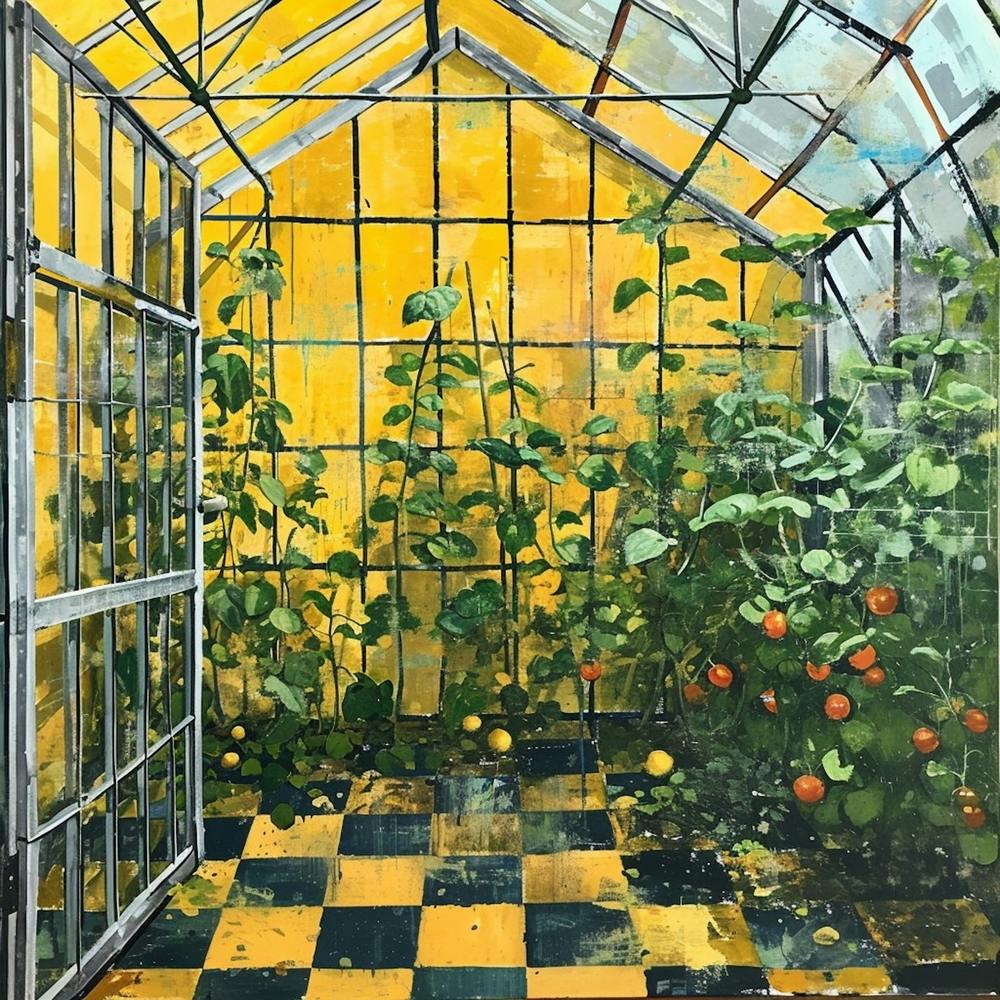 Plants In The Greenhouse Yellow Checkerboard 2