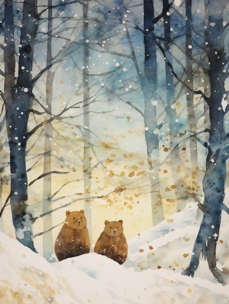 Winter Watercolour Woodchuck 1