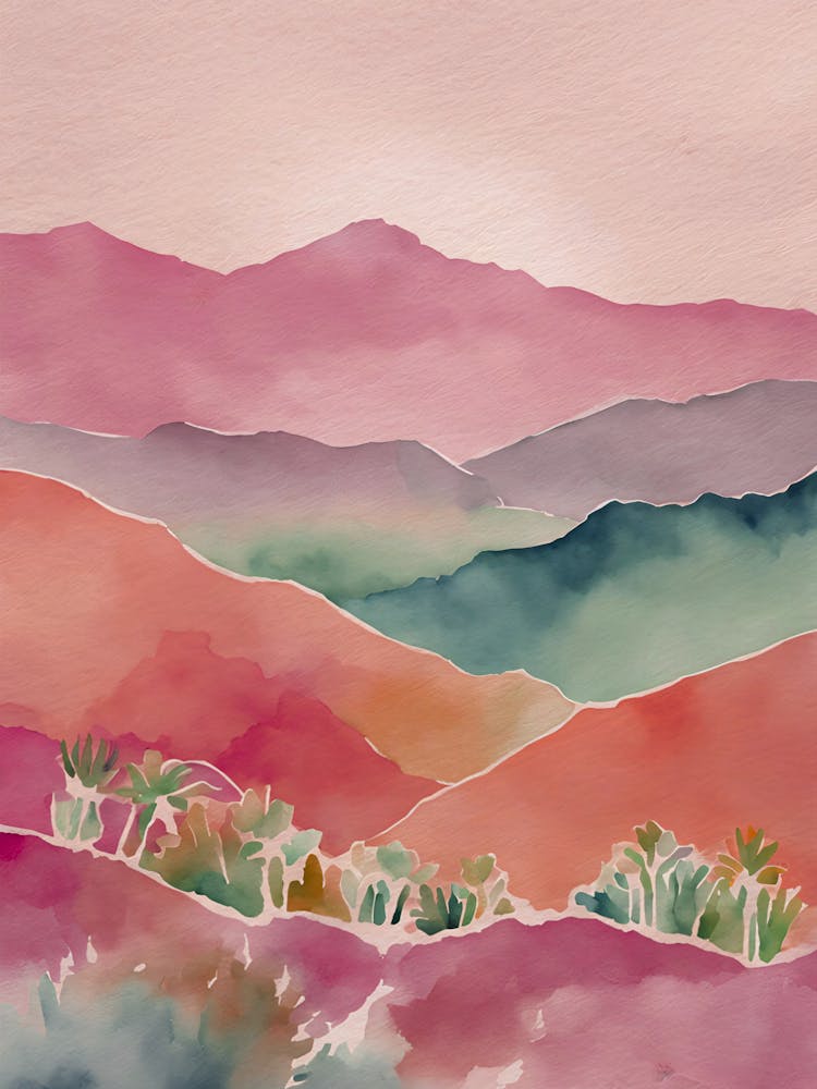 Watercolor Of The Desert
