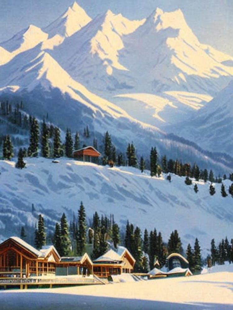 Mount Hutt, New Zealand Ski Resort Vintage Landscape 4 Skiing Poster