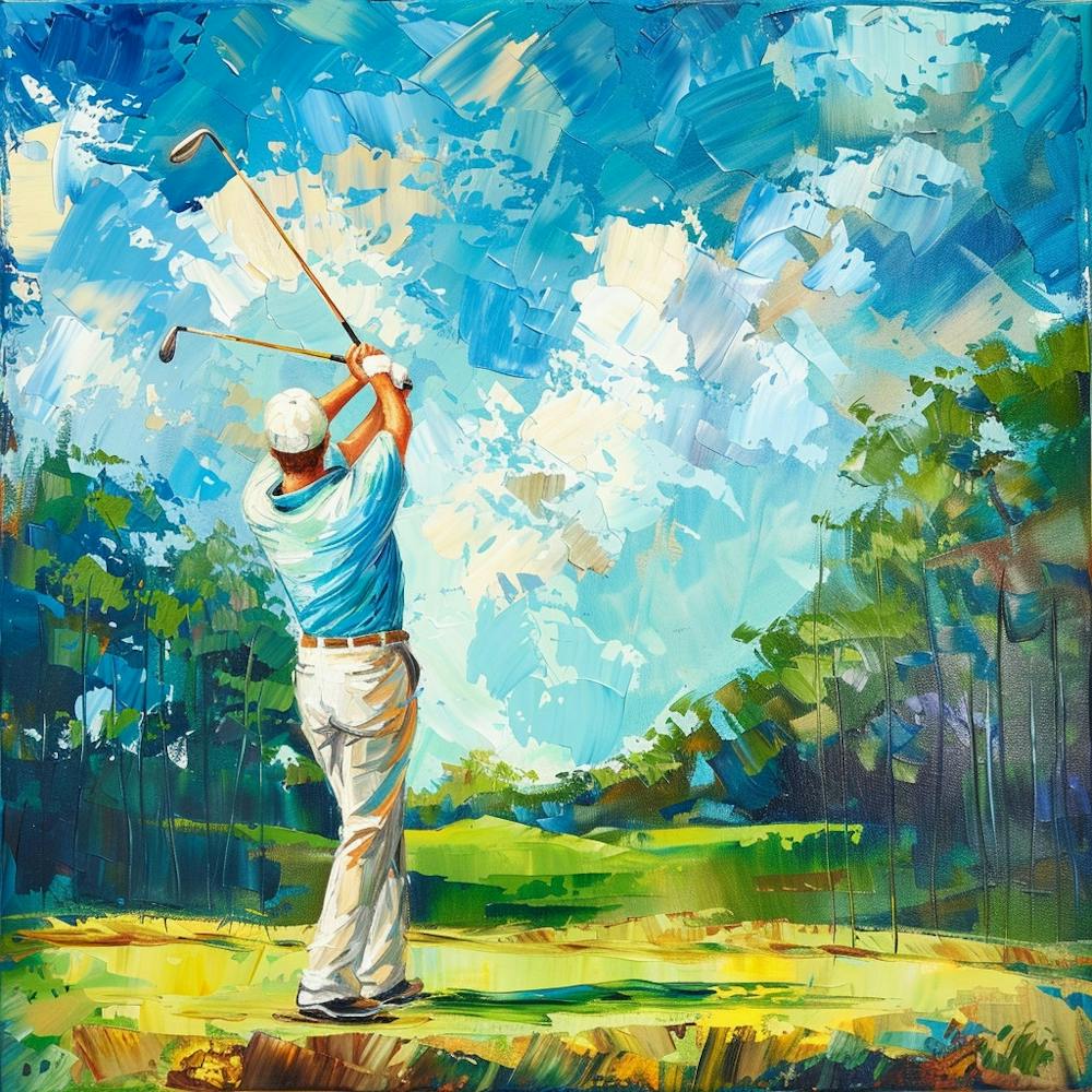 A Golfer Teeing Off Oil Painting Illustration 1718673251 1