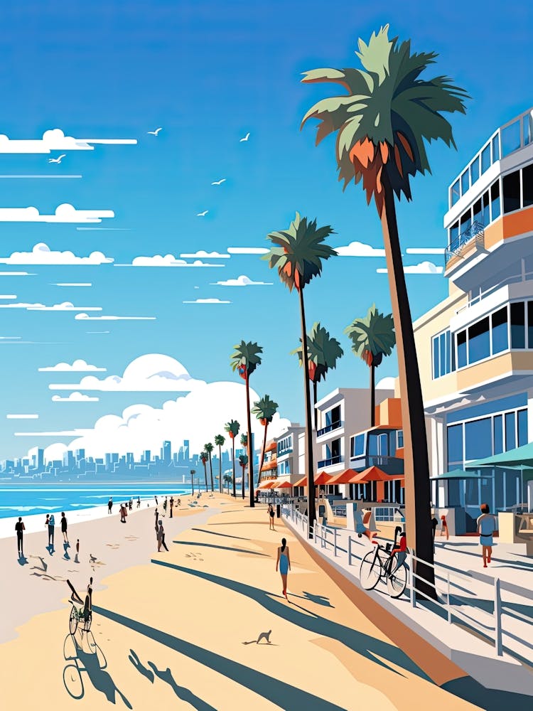 Venice Beach California, Usa, Flat Illustration 2