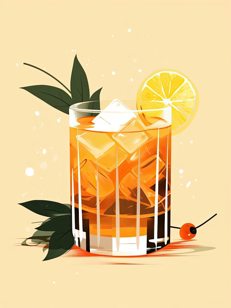 Illustration Mai Tai Floral Infusion Cocktail 3
