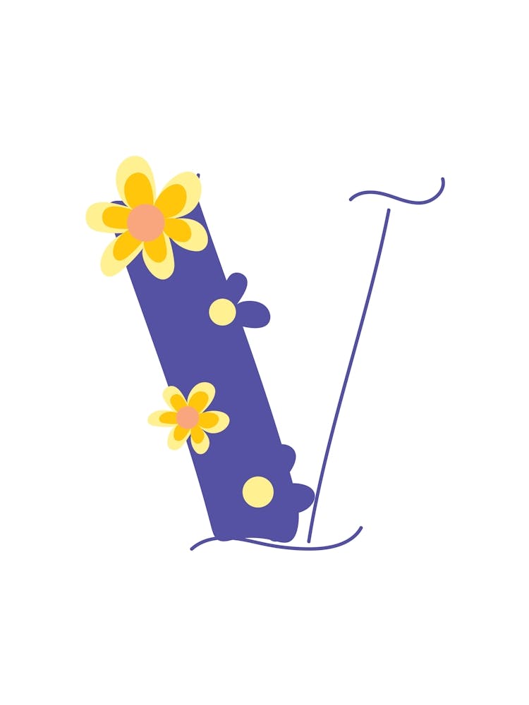 Living Room Floral Letters Purple 22