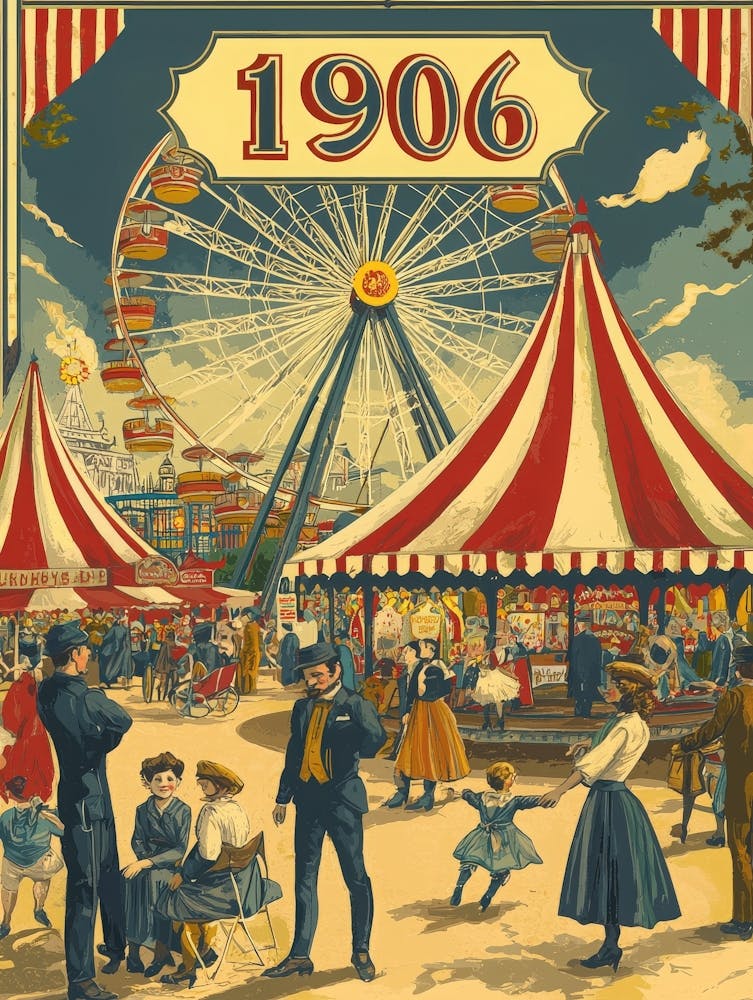 Aihrgdesign A Nostalgic Poster Of A 1906 Fairground Featuring 8d1835db 3453 402c 88d7 3f58b3bdb939 1