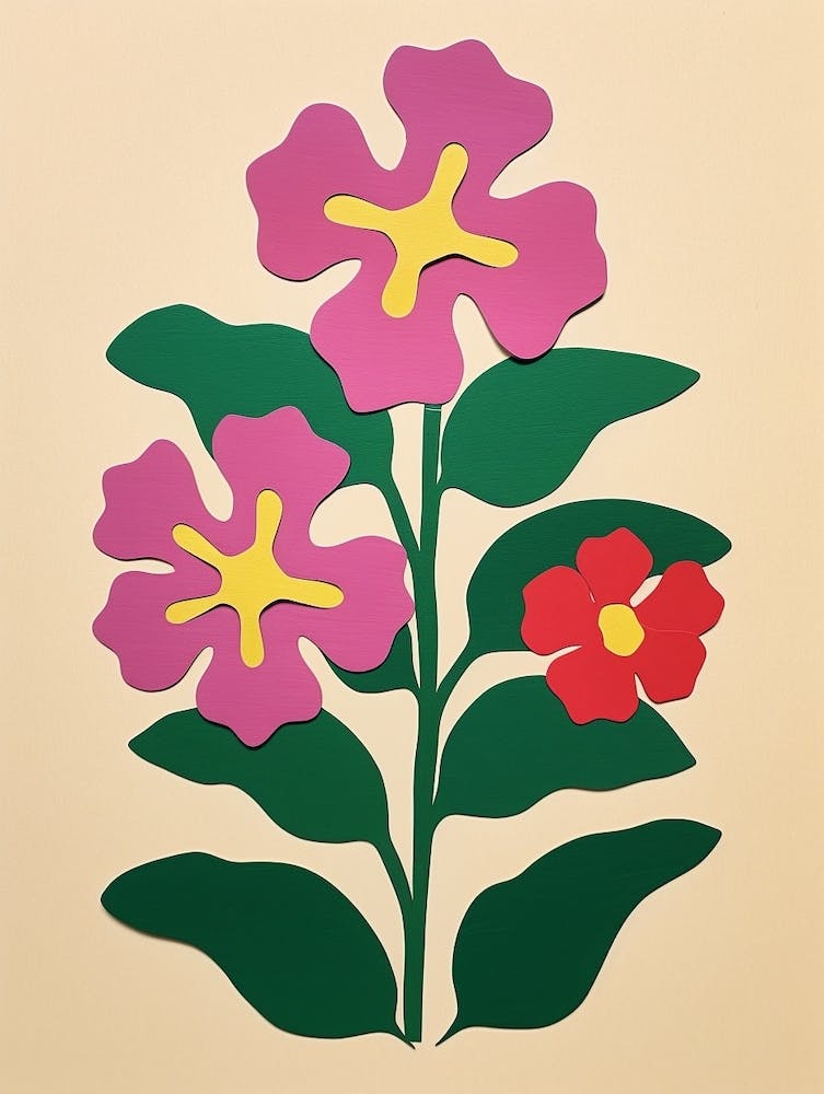 Cut Out Style Flower Art Phlox