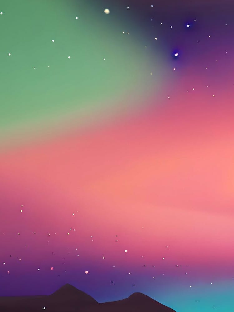 Galaxy Mountains Sky Night Aurora Borealis