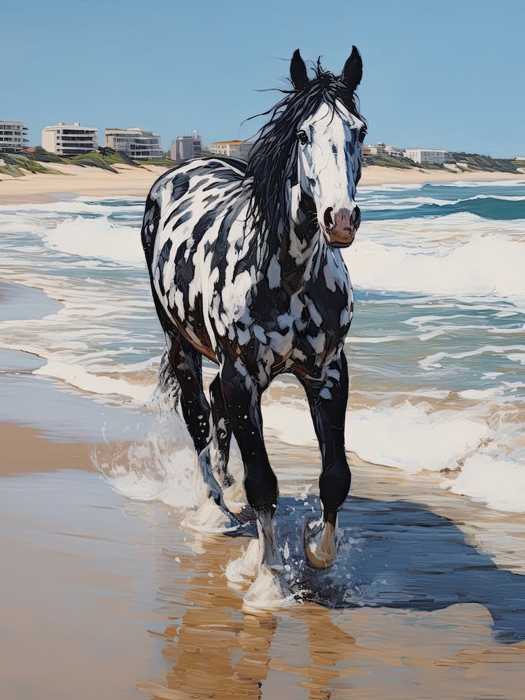 Peinture À L'huile De Cheval À Bondi Beach, Australie, Portrait 4