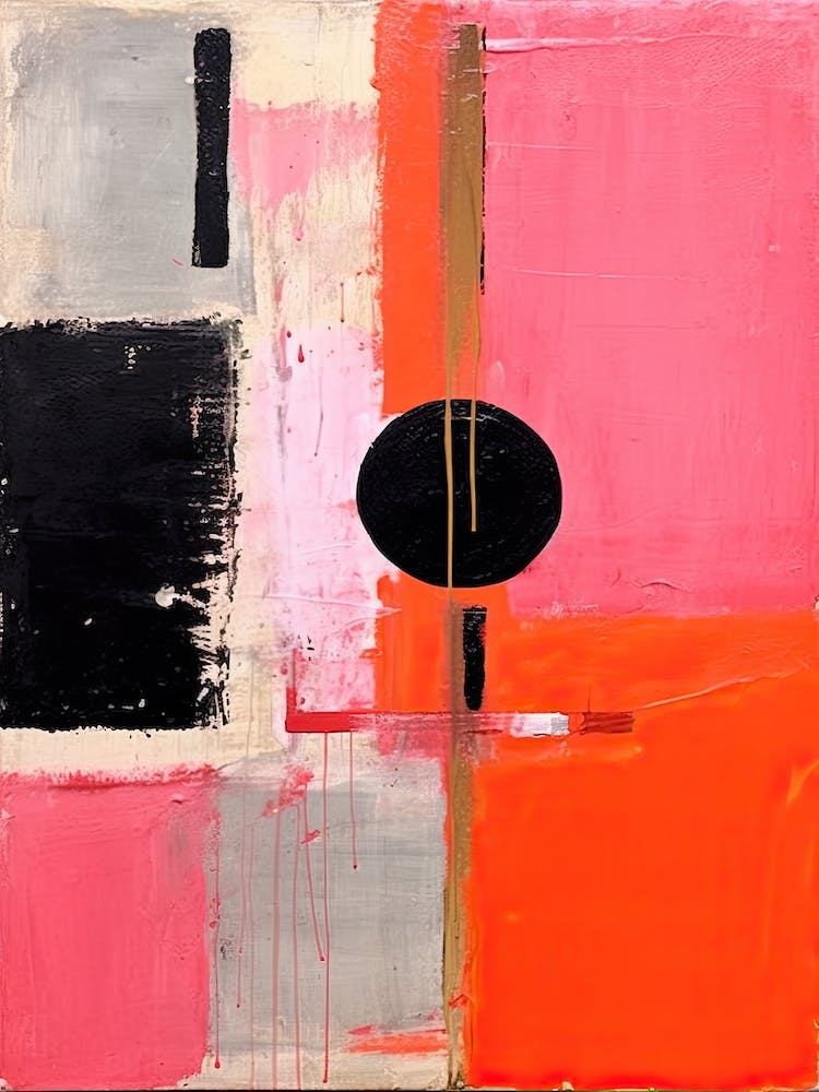 Pink And Black Abstract Painting 1