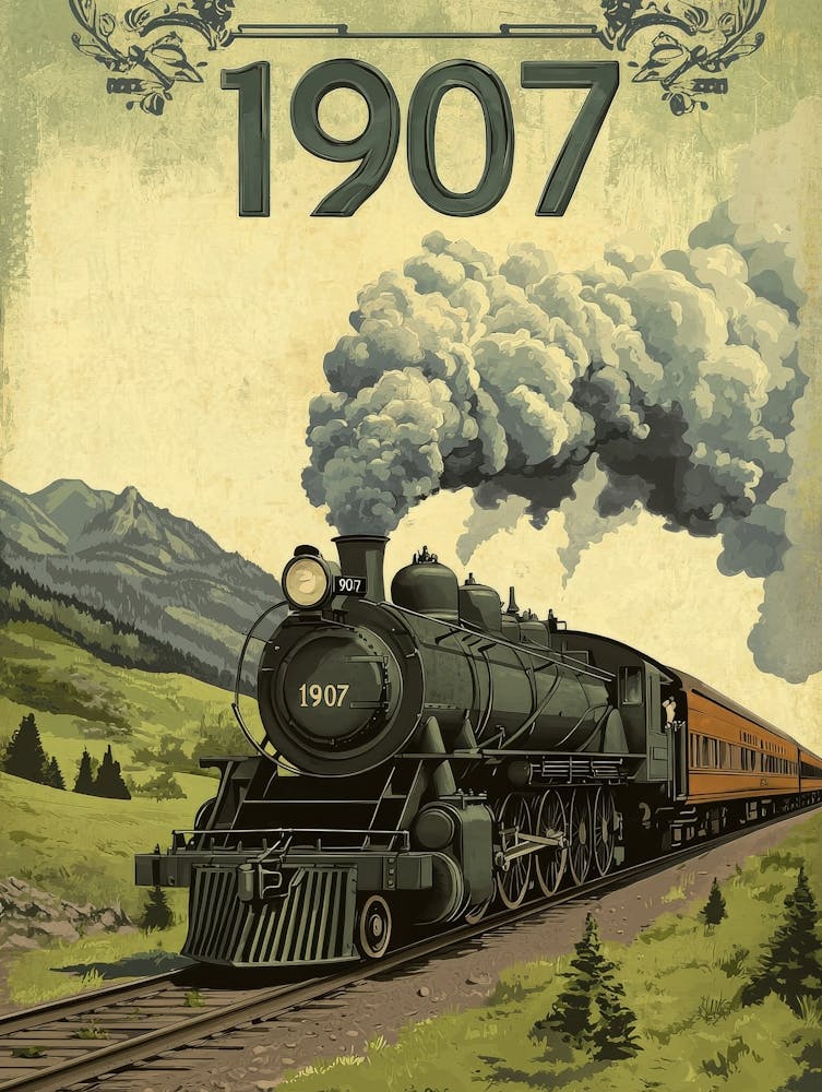 Aihrgdesign A Retro Poster Of A Powerful Steam Locomotive In 1