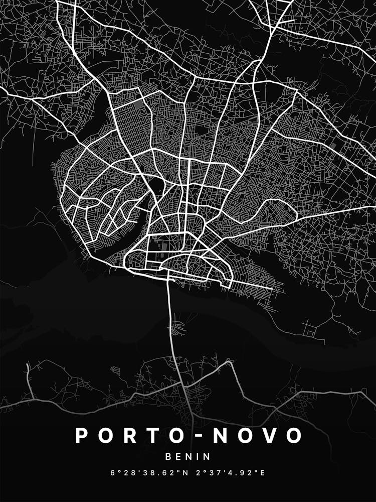 Porto Novo Benin Black Map
