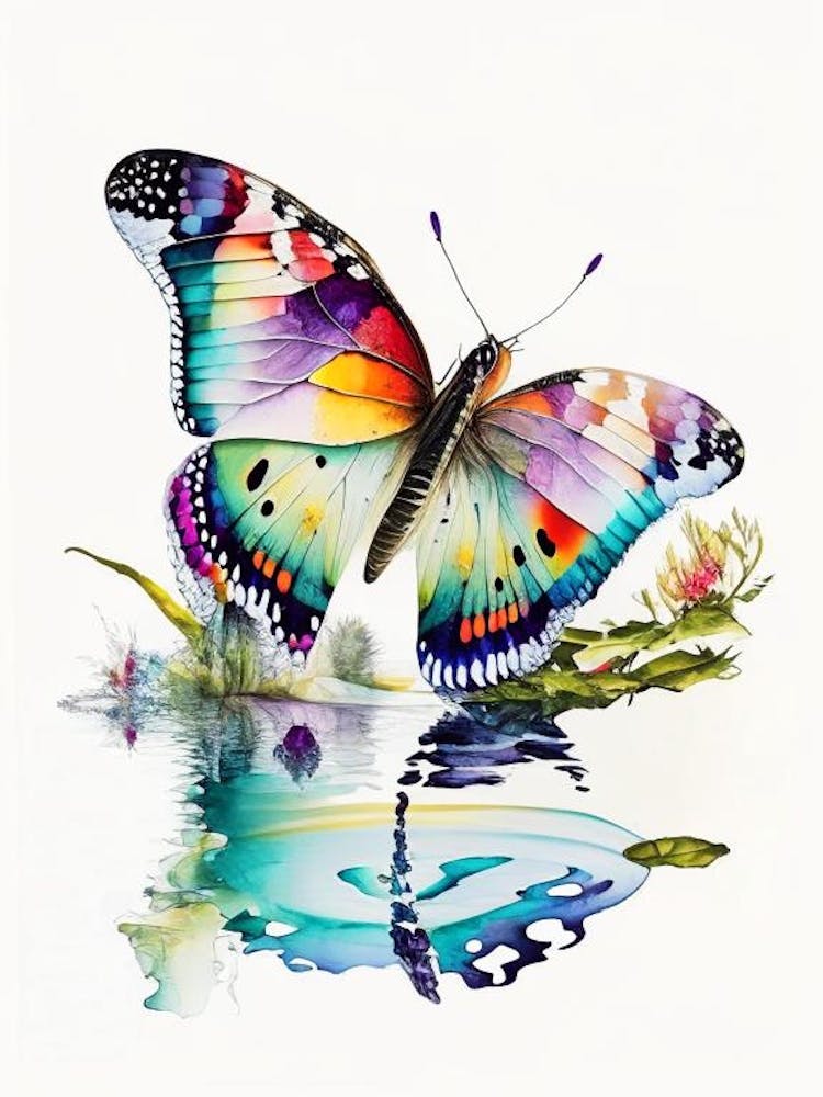 Butterfly On Lake Decoupage 3