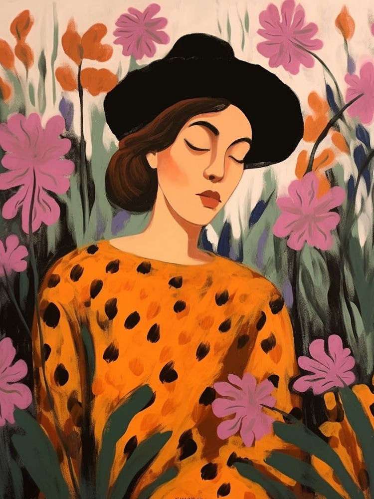 Woman With Autumnal Flowers Aconitum 1