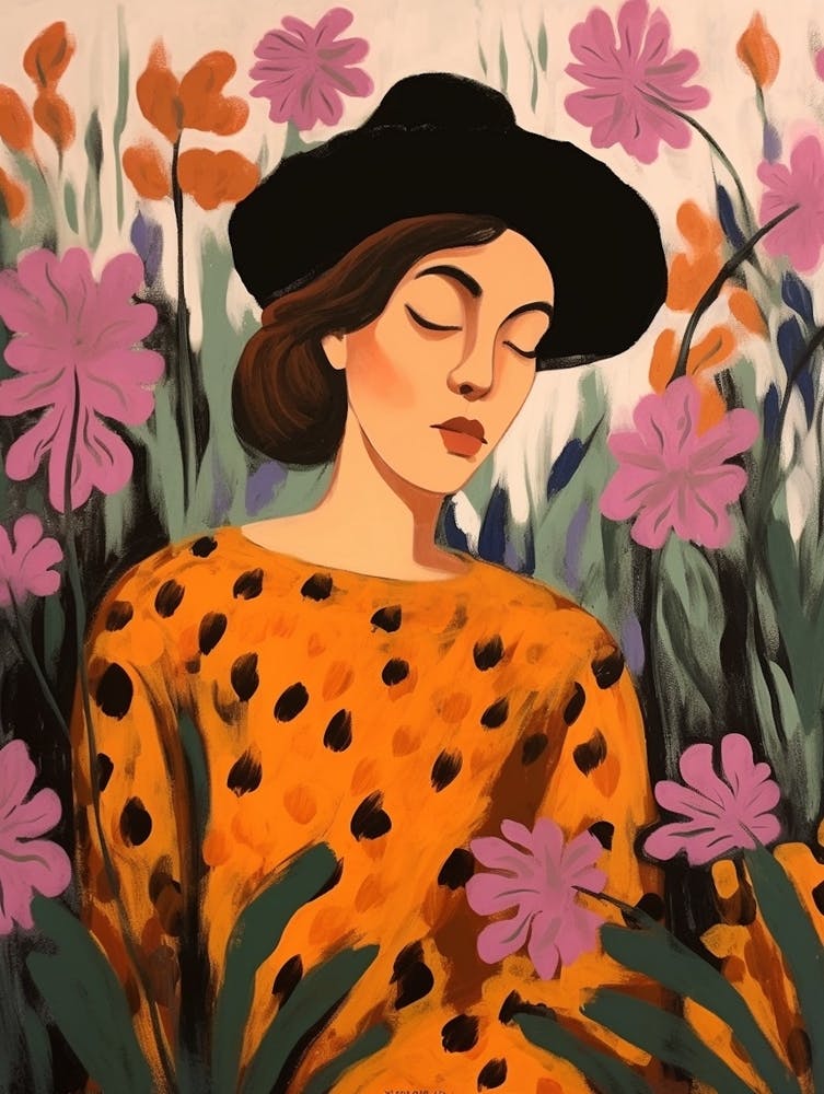 Woman With Autumnal Flowers Aconitum 1