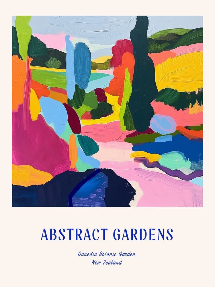 Colourful Gardens Dunedin Botanic Garden New Zealand 3 Blue Poster